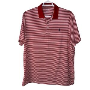 Polo Ralph Lauren Performance Polo Shirt Mens XL Red White Striped Short Sleeve